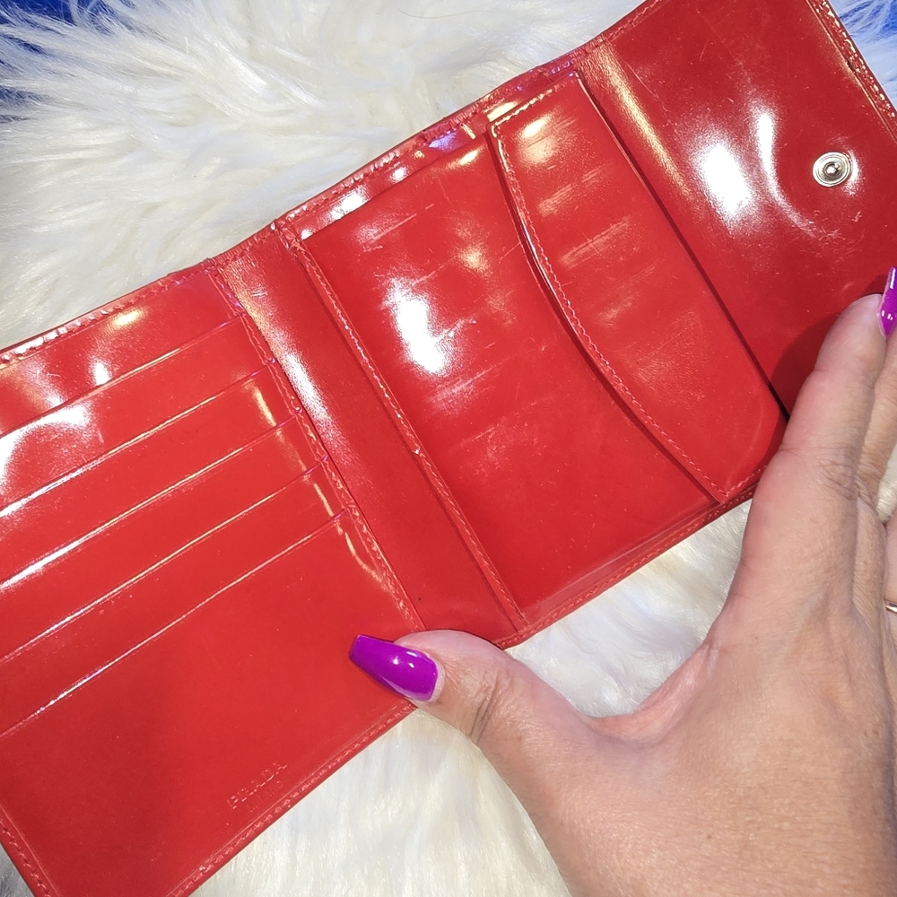 Prada Red Leather Bi Fold Wallet - Picture 3 of 6